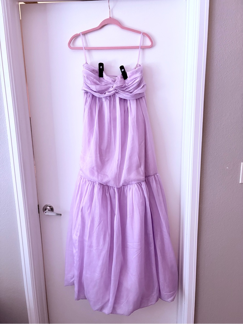 Maternity - Strapless - Lavender Tiered Maxi Dress